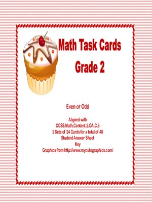 cover image of Math Task Cards- Grade 2- Odd and Even Numbers- Cupcake Theme